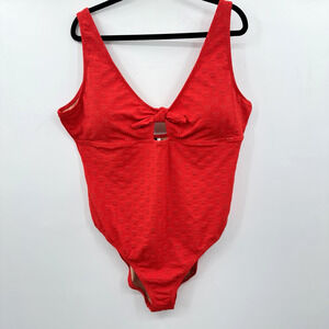 J. Crew Cutout One-Piece Swimsuit with Bow Size 3X Red Eyelet Colorblock New